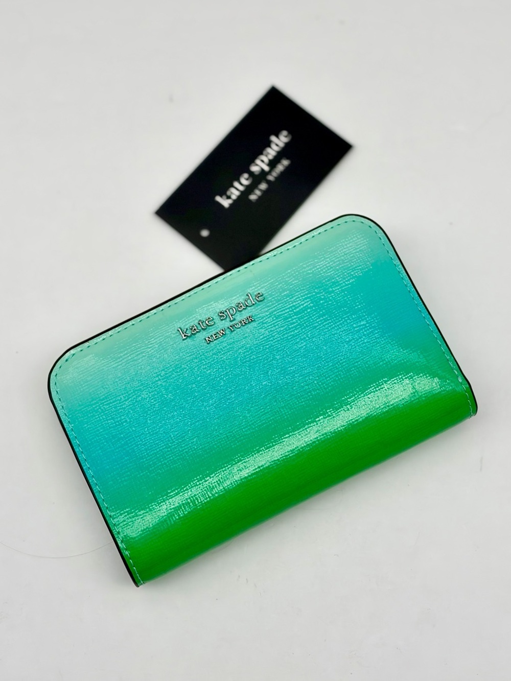 Kate Spade Morgan Ombré Compact Wallet in Mint Liqueur Multi NWT
